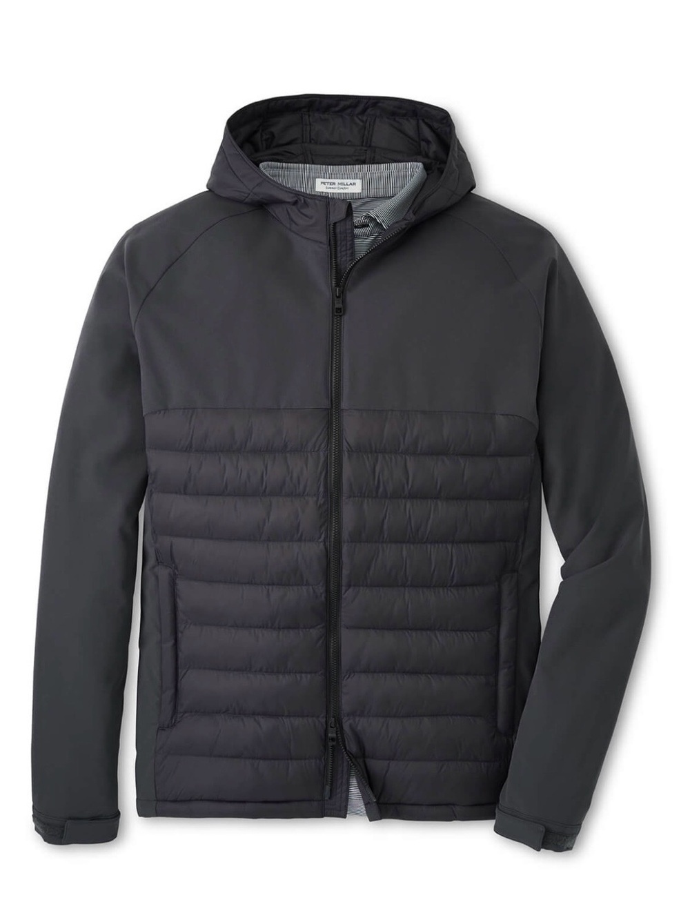 NWT Peter Millar Men's Carbon Black Apex Hybrid Hoodie (XL)